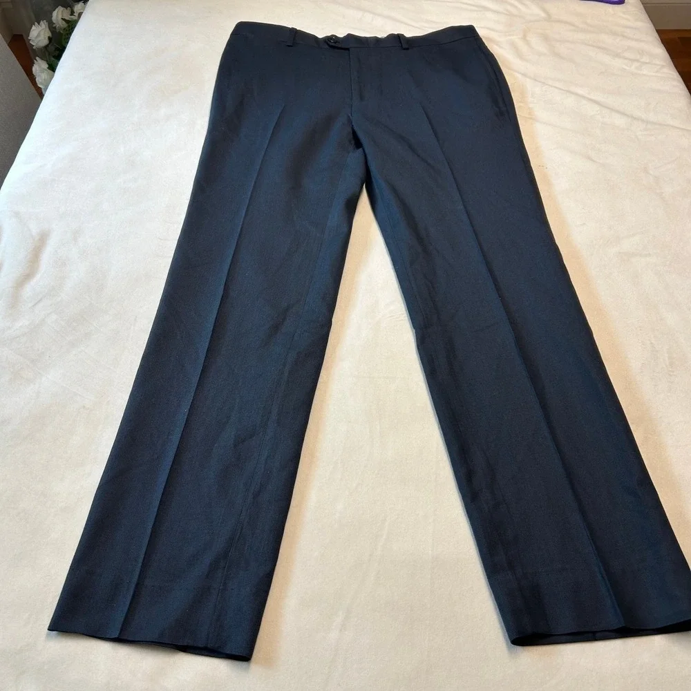 Tommy Hilfiger Mens Navy Blue Micro Texture Dress Pants Trousers 34x32